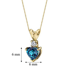 Load image into Gallery viewer, Peora Created Alexandrite with Genuine Diamond Pendant in 14 Karat Yellow Gold, Heart Shape Solitaire, 6mm, 1 Carat total
