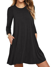 Load image into Gallery viewer, Unbranded Women's Long Sleeve Pocket Casual Loose T-Shirt Dress Black Small