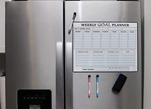 Load image into Gallery viewer, Magnetic Goal Board and Weekly Dry-Erase Calendar for Fridge - Daily Habit Tracker, Planner & Productivity Enhancer - Stain Resistant - Plus Free E-Book -WhiteBoard Organizer