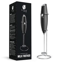 Load image into Gallery viewer, Bean Envy Milk Frother for Coffee - Handheld, Mini Electric Drink Mixer, Foamer & Frother with Stand for Coffee, Lattes, Hot Chocolates and Shakes - Black