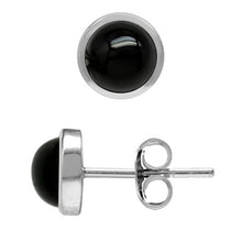Load image into Gallery viewer, Silvershake 6mm Genuine Round Shape Black Onyx White Gold Plated 925 Sterling Silver Stud Post Earrings