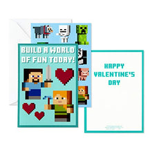 Load image into Gallery viewer, Hallmark Kids Minecraft Valentines Day Cards and Stickers Assortment (12 Cards with Envelopes)