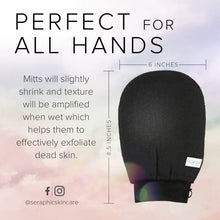Load image into Gallery viewer, Seraphic Skincare Korean Exfoliating Mitts (2pcs) Microdermabrasion at Home Exfoliating Gloves Visibly Lift Away Dead Skin, Great for Spray Tan Removal or Keratosis Pilaris, Made of 100% Viscose Fiber