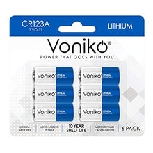 Load image into Gallery viewer, VONIKO CR123A Lithium Batteries (6-Pack) – Photo Lithium Battery –3 Volt 123 Battery Lithium 10 Years Shelf Life – UL&RoHS Certified for Security and Medical Equipment