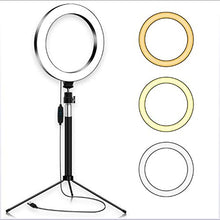 Load image into Gallery viewer, CWH&WEN 10 Inch Ring Light with Tripod Stand, Selfie Fill Lamp with 3 Cell Phone Holders, 3 Lighting Modes, Adjustable Brightness, for YouTube Video and Makeup
