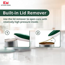 Load image into Gallery viewer, Kitchen Mama Electric Can Opener 2.0: Upgraded Blade Opens Any Can Shape - No Sharp Edge, Food-Safe, Handy with Lid Lift, Battery Operated Handheld Can Opener (Army Green)