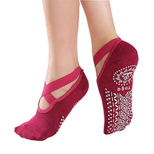 Load image into Gallery viewer, JKLO 3 Pairs Women Bandage Yoga Socks Quick-Dry Damping Pilates Ballet Socks Good Grip for Women Cotton Socks 908 (Color : Style 3 Gray, Size : 5 Pairs One Size)