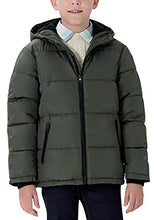 Load image into Gallery viewer, maoo garden Boys Winter Coat Fake Down Puffer Jacket Fleece Lined Heavyweight Water Resistant Windbreaker Green 3-4Y