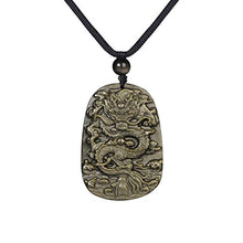 Load image into Gallery viewer, Haskare Natural Energy Stone Pendant Engraved Black Obsidian Healing Necklace Adjustable 27.5" (Golden Obsidian)