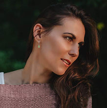 Load image into Gallery viewer, Sterling Silver Natural Green Jade Lever Back Drop Dangle Earrings