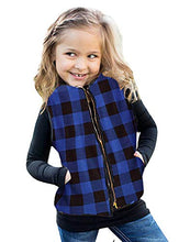 Load image into Gallery viewer, Girls Buffalo Cotton Plaid Quilted Vest Cute Puff Lined Gilet