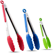 Load image into Gallery viewer, Hotec Premium Stainless Steel Locking Kitchen Tongs with Silicon Tips, Set of 3-7", 9" and 12"