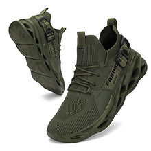 Load image into Gallery viewer, Nihaoya Running Shoes for Men Slip On Tennis Shoes Workout Shoes Sport Athletic Blade Sneakers Army Green 7.5