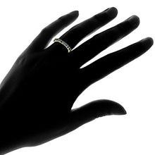 Load image into Gallery viewer, Ice Gems Yellow Gold Flashed Silver London Blue Topaz 3mm Round-Cut Eternity Ring, Size 6