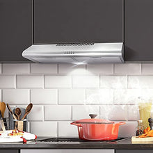 Load image into Gallery viewer, Cosmo COS-5MU30 30 in. Under Cabinet Range Hood Ductless Convertible Duct, Slim Kitchen Stove Vent with, 3 Speed Exhaust Fan, Reusable Filter and LED Lights in Stainless Steel, 30 inch