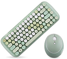 Load image into Gallery viewer, RTYEW Wireless Bluetooth Keyboard, 84mixed Color Round Keyboard and Mouse, Retro Round Key Caps, 2.4ghz Wireless Connectionpunk Keyboard, Waterproof