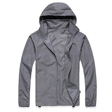 Load image into Gallery viewer, Realdo Womens Mens Waterproof Jacket, Lightweight Windbreaker Quick Dry Solid Running Coat + Storage Bag Grey