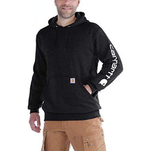 Load image into Gallery viewer, Carhartt Men's Midweight Sleeve Logo Hooded Sweatshirt (Regular and Big & Tall Sizes), Black, Large