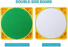 Load image into Gallery viewer, burgkidz Kids 5-in-1 Multi Activity Table Set - Building Block Table with Storage - Play Table Includes 1 Chair and 128 Pieces Compatible Large Bricks Building Blocks - Green Baseplate/Yellow Color