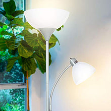 Load image into Gallery viewer, Brightech Sky Dome Plus - Super Bright LED Torchiere & Reading Floor Lamp - Dimmable Modern Standing Pole Lamp for Office, Living Room – Tall Mother-Daughter Lights for Bedroom Night Lighting – Silver