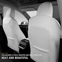 Load image into Gallery viewer, Bomely Fit Tesla Model Y Seat Covers All Season Nappa Leather Car Seat Cushion Protector 2019-2021 Tesla Model Y Accessories (White, Model Y(Full Wrapped 12 Pcs))