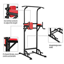 Load image into Gallery viewer, PUPZO Pull Up Bars Power Tower Workout Dip Stands Push-Up Station Strength Training Fitness Equipment for Home Gym (Red & Black)