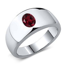 Load image into Gallery viewer, Gem Stone King 1.40 Ct Oval Red VS Rhodolite Garnet 925 Sterling Silver Men's Ring (Size 13)