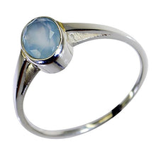 Load image into Gallery viewer, 55Carat Brand Genuine Aqua Chalcedony Oval Shape Sterling Silver Statement Ring Size 4,5,6,7,8,9,10,11,12