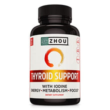 Load image into Gallery viewer, Zhou Thyroid Support Complex with Iodine | Energy, Metabolism & Focus Formula | Vegetarian, No Soy or Gluten | 30 Servings, 60 Caps