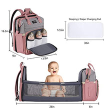 Load image into Gallery viewer, Xinsilu Baby Diaper Bag Backpack with Changing Station Dad Mom Travel Diaper Bag Large Diaper Bags Gifts for Baby Boy Girl,Pink-Gray