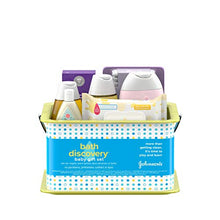 Load image into Gallery viewer, Johnson's Bath Discovery Gift Set for Parents-to-Be, Caddy with Baby Bath Time & Skin Care Essentials, Bath Kit Includes Baby Body Wash, Shampoo, Wipes, Lotion & Diaper Rash Cream, 7 Items