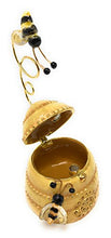 Load image into Gallery viewer, Kubla Craft Enameled Bees on Beehive Trinket Box, Accented with Austrian Crystals
