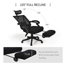 Load image into Gallery viewer, Hbada Reclining Office Desk Chair | Adjustable High Back Ergonomic Computer Mesh Recliner | Home Office Chairs with Footrest and Lumbar Support, Black