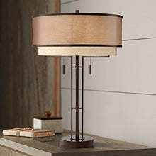 Load image into Gallery viewer, Andes Modern Table Lamp Industrial Dark Oil Rubbed Bronze Metal Double Shade for Living Room Family Bedroom Bedside - Franklin Iron Works