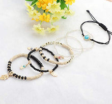 Load image into Gallery viewer, HANPABUM 3 Sets Bohemian Beaded Bracelets Set for Women Men Multilayer Hamsa Hand Evil Eye Charms Stretch Stackable Bracelet