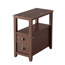 Load image into Gallery viewer, Giantex End Table W/ 2 Drawers and Shelf Space-Saving Rectangular Bedside Table with Metal Handle, Retro Side Table for Living Room Bedroom Home Furniture Side Table (2, Brown)