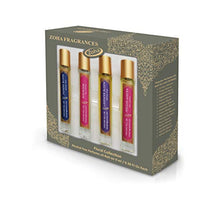Load image into Gallery viewer, Perfume Gift Set - Collection of four Floral Perfume Oils in 9ml Roll-On bottles, Clean Beauty Hypoallergenic Vegan Perfume for Women and Men by Zoha Fragrances