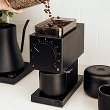Load image into Gallery viewer, Fellow Ode Brew Grinder - Burr Coffee Grinder Electric - Coffee Bean Grinder with 31 Settings for Drip, French Press & Cold Brew - Small Footprint Electric Grinder - Matte Black