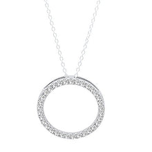 Load image into Gallery viewer, 0.10 Carat (ctw) Round White Diamond Circle Pendant 1/10 CT (Silver Chain Included), 14K White Gold