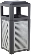 Load image into Gallery viewer, Safco Products Evos Outdoor/Indoor Trash Can with Perforated Galvanized Steel Panel, 15 Gallon, Black