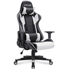 Load image into Gallery viewer, Homall Gaming Chair Office Chair High Back Computer Chair PU Leather Desk Chair PC Racing Executive Ergonomic Adjustable Swivel Task Chair with Headrest and Lumbar Support (White)