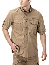 Load image into Gallery viewer, CQR Men's Long Sleeve Work Shirts, Ripstop Military Tactical Shirts, Outdoor UPF 50+ Breathable Button Down Hiking Shirt, Officer Work Shirts Coyote, Medium