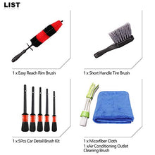 Load image into Gallery viewer, SPTA 9Pcs Wheel & Tire Brush Car Detailing kit, Easy Reach Wheel and Rim Brush, 5pcs Detailing Brushes, Short Handle Cleaning Brush, 1pc Microfiber Cleaning Cloth, Great to Clean Dirty Tires