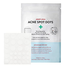 Load image into Gallery viewer, Peach Slices Acne Spot Dots | Clear Hydrocolloid Acne Pimple Patch for Zits and Breakouts | Treats, Drains, and Shrinks Blemishes | Vegan and Cruelty-Free | Three Sizes 7mm, 10mm, 12mm (30 Count)