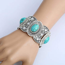 Load image into Gallery viewer, Turquoise 3pcs Set - a Turquoise Necklace a pair of turquoise pendant tassel earrings, a stretchable turquoise braceleta Gift for Ladies