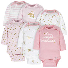 Load image into Gallery viewer, Gerber Baby Girls' 6-Pack Long-Sleeve Onesies Bodysuits, Castle, Newborn