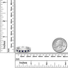 Load image into Gallery viewer, Gem Stone King 925 Sterling Silver Blue and White Created Sapphire Wedding Band Ring For Women (1.00 Cttw)