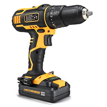 Load image into Gallery viewer, MOTORHEAD 20V ULTRA Cordless Drill Driver, Lithium-Ion, ½” Keyless Chuck, 16+1+1 Clutch, 2-Speed Transmission, Variable Speed Trigger, Built-in LED, 2Ah Battery, Charger, 22 Accessory Bits, USA-Based