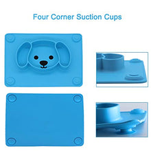 Load image into Gallery viewer, LongDear Baby Silicone Suction Placemat + Plates - Food Feeding Divided Mat for Kids and Toddlers Fits Most Highchair Trays - Easily Wipe Clean - Dishwasher and Microwave Safe (Blue & Green)