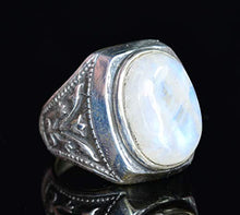 Load image into Gallery viewer, Sterling Silver Men Ring,Natural Rainbow Moonstone Gemstone, Free Express Shipping